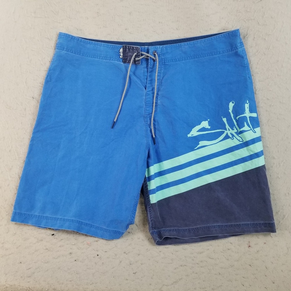 Salt Life Board Shorts Mens 38 Blue SLX-QD Colorblock Quick Dry Swim Trunk